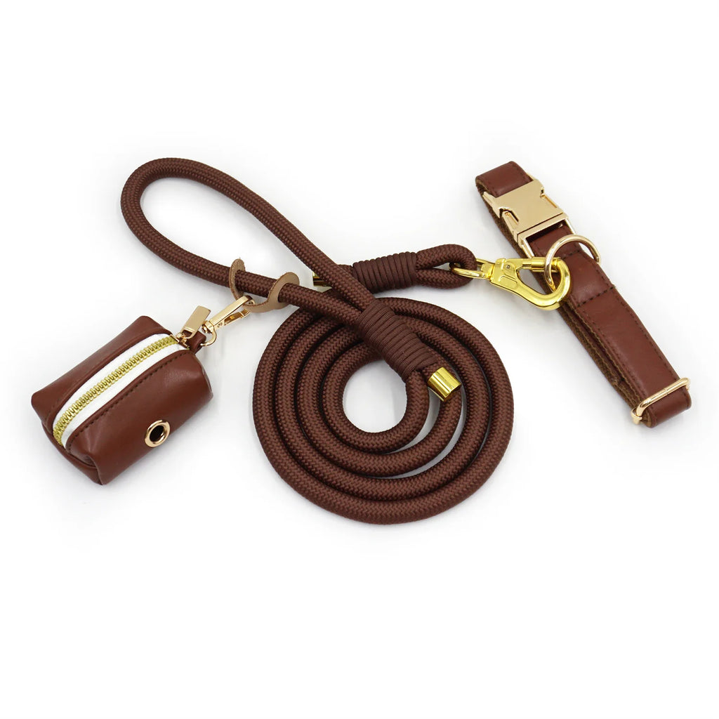 Coffee Brown Leather + Rope